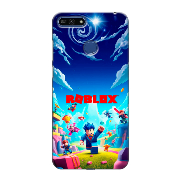 Силиконовый противоударный чехол на Huawei Honor 7A Pro с принтом Roblox Роблокс