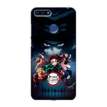 Силиконовый противоударный чехол на Huawei Honor 7A Pro с принтом Demon Slayer Клинок рассекающий демонов