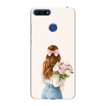 Силиконовый противоударный чехол на Huawei Honor 7A Pro с принтом женский