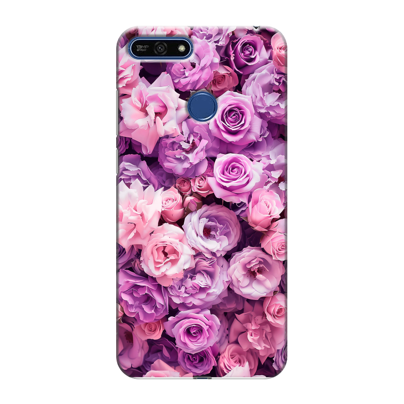 Силиконовый противоударный чехол на Huawei Honor 7A Pro с принтом лавандовые розы Силиконовый противоударный чехол на Huawei Honor 7A Pro с принтом лавандовые розы