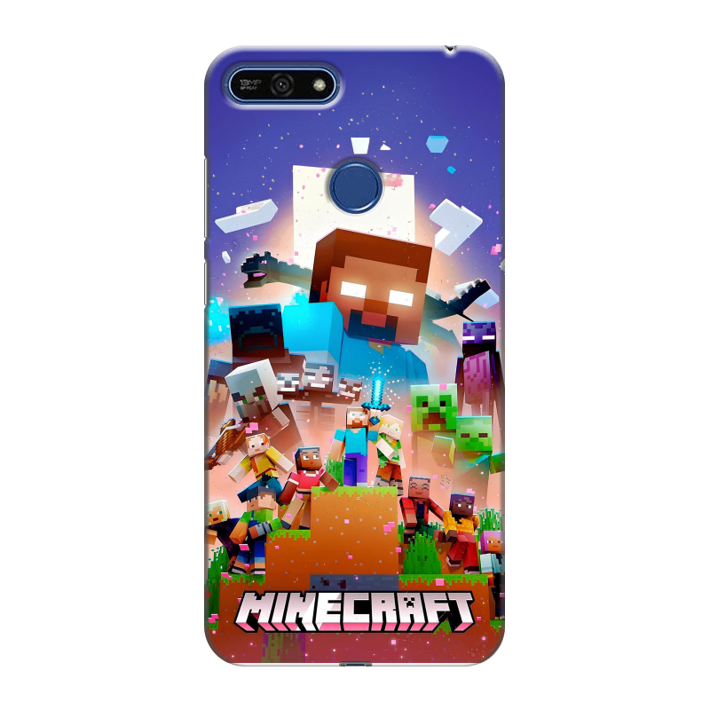 Силиконовый противоударный чехол на Huawei Honor 7A Pro с принтом Майнкрафт Minecraft Силиконовый противоударный чехол на Huawei Honor 7A Pro с принтом Майнкрафт Minecraft
