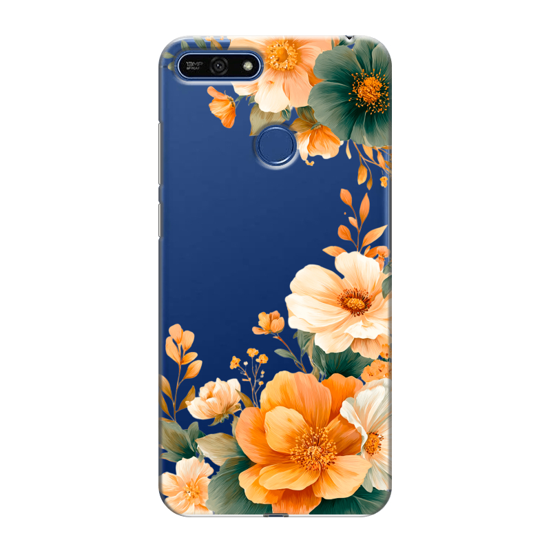 Силиконовый противоударный чехол на Huawei Honor 7A Pro с принтом Цветы принт Силиконовый противоударный чехол на Huawei Honor 7A Pro с принтом Цветы принт