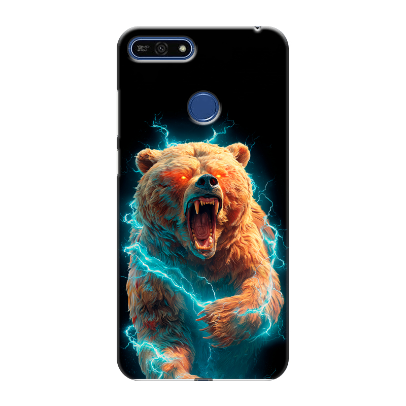 Силиконовый противоударный чехол на Huawei Honor 7A Pro с принтом Медведь Силиконовый противоударный чехол на Huawei Honor 7A Pro с принтом Медведь
