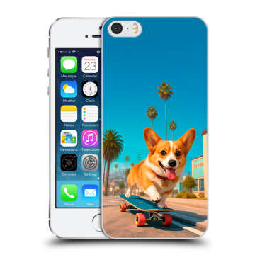 Пластиковый чехол на Iphone 5s с принтом Корги на скейте