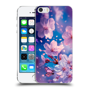 Пластиковый чехол на Iphone 5s с принтом цветы бабочки