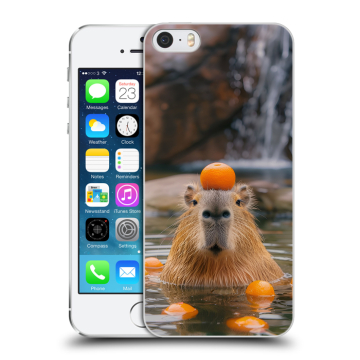Пластиковый чехол на Iphone 5s с принтом Капибара с апельсином