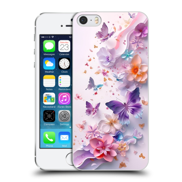 Пластиковый чехол на Iphone 5s с принтом цветы бабочки Пластиковый чехол на Iphone 5s с принтом цветы бабочки