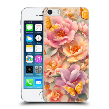 Пластиковый чехол на Iphone 5s с принтом Цветы и бабочки Пластиковый чехол на Iphone 5s с принтом Цветы и бабочки