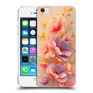 Пластиковый чехол на Iphone 5s с принтом Цветы и бабочки Пластиковый чехол на Iphone 5s с принтом Цветы и бабочки