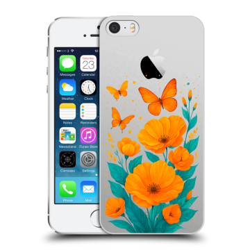 Пластиковый чехол на Iphone 5s с принтом цветы бабочки Пластиковый чехол на Iphone 5s с принтом цветы бабочки