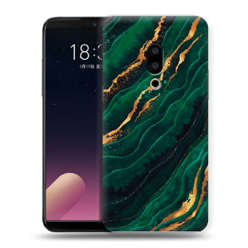 Силиконовый чехол на Meizu 15 с принтом Мрамор зеленое золото