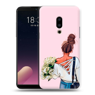 Силиконовый чехол на Meizu 15 с принтом Девушка и букет