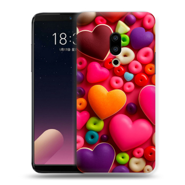 Силиконовый чехол на Meizu 15 с принтом Сердечки