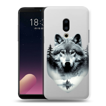 Силиконовый чехол на Meizu 15 с принтом Волк в лесу