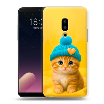 Силиконовый чехол на Meizu 15 с принтом Котенок в шапке