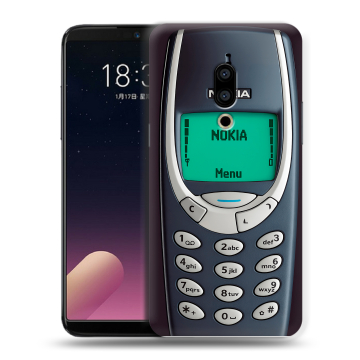 Силиконовый чехол на Meizu 15 с принтом Старый телефон
