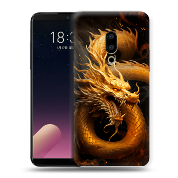Силиконовый чехол на Meizu 15 с принтом Золотой дракон