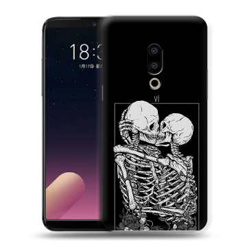 Силиконовый чехол на Meizu 15 с принтом Поцелуй скелетов