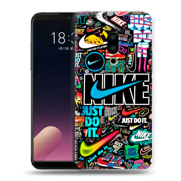 Силиконовый чехол на Meizu 15 с принтом найк nike черный