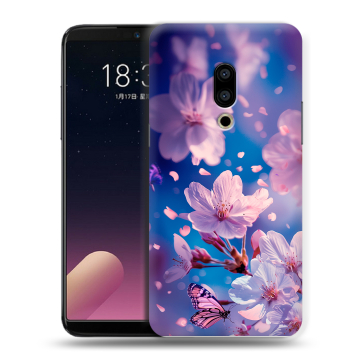 Силиконовый чехол на Meizu 15 с принтом цветы бабочки