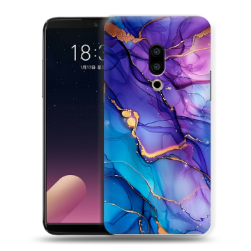 Силиконовый чехол на Meizu 15 с принтом синий мрамор