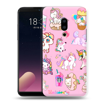 Силиконовый чехол на Meizu 15 с принтом розовые единороги