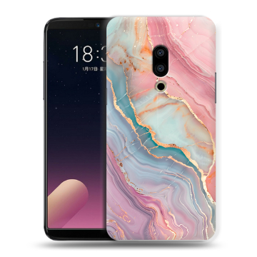 Силиконовый чехол на Meizu 15 с принтом розовый мрамор