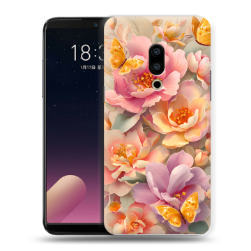 Силиконовый чехол на Meizu 15 с принтом Цветы и бабочки
