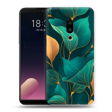 Силиконовый чехол на Meizu 15 с принтом Листья и золото