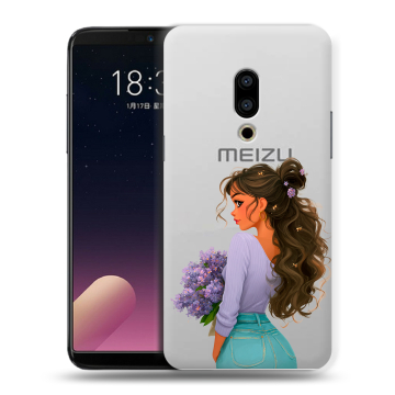 Силиконовый чехол на Meizu 15 с принтом девушка цветы