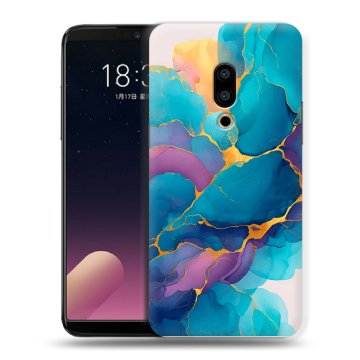 Силиконовый чехол на Meizu 15 с принтом Мрамор блестки