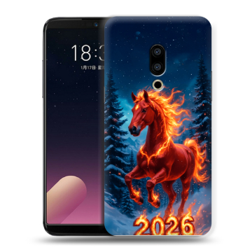 Силиконовый чехол на Meizu 15 с принтом Новый год коня