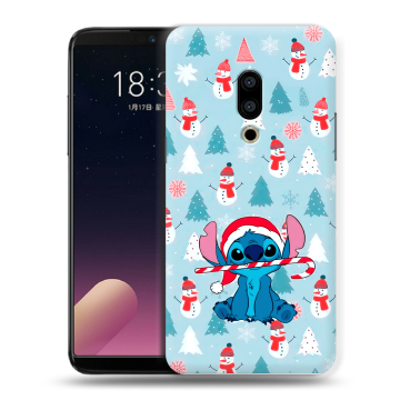 Силиконовый чехол на Meizu 15 с принтом Стич Новый год