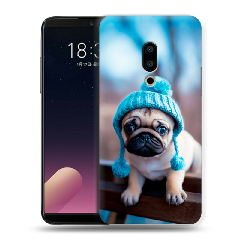 Пластиковый чехол на Meizu 15 с принтом Мопс в шапке Пластиковый чехол на Meizu 15 с принтом Мопс в шапке
