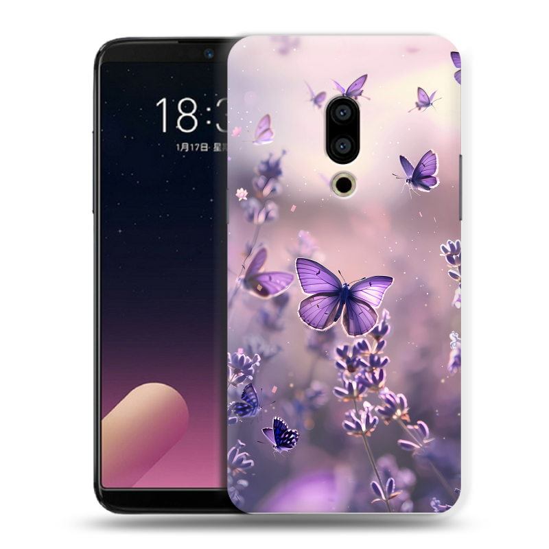 Пластиковый чехол на Meizu 15 с принтом бабочки и лаванда Пластиковый чехол на Meizu 15 с принтом бабочки и лаванда