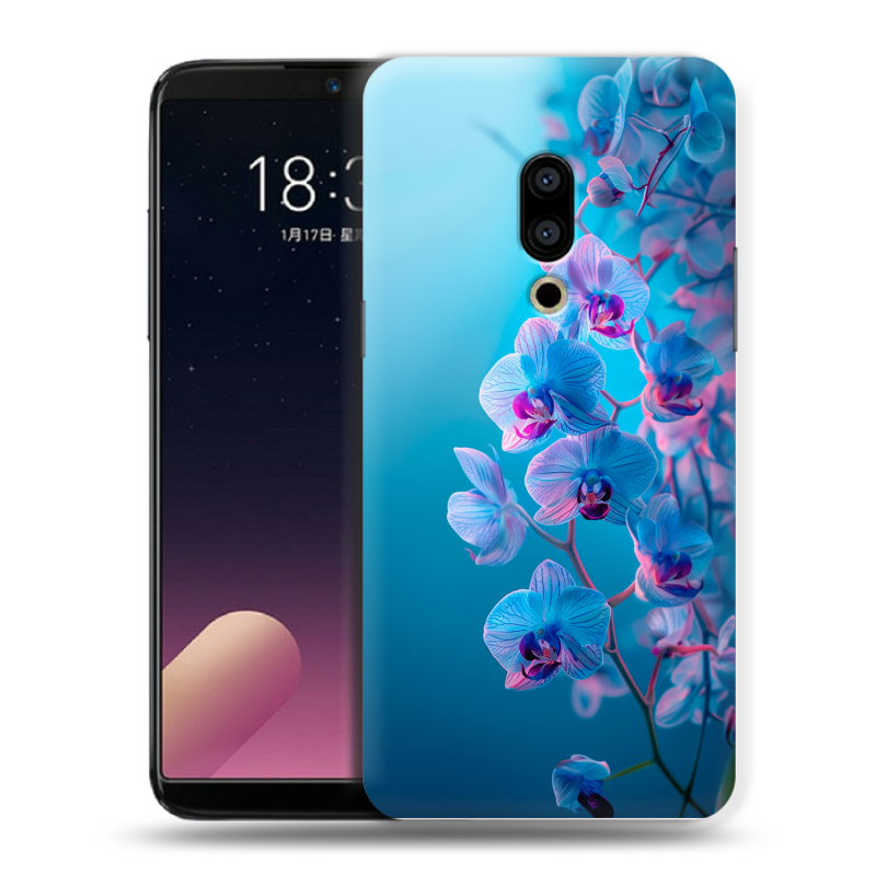 Пластиковый чехол на Meizu 15 с принтом голубые орхидеи Пластиковый чехол на Meizu 15 с принтом голубые орхидеи