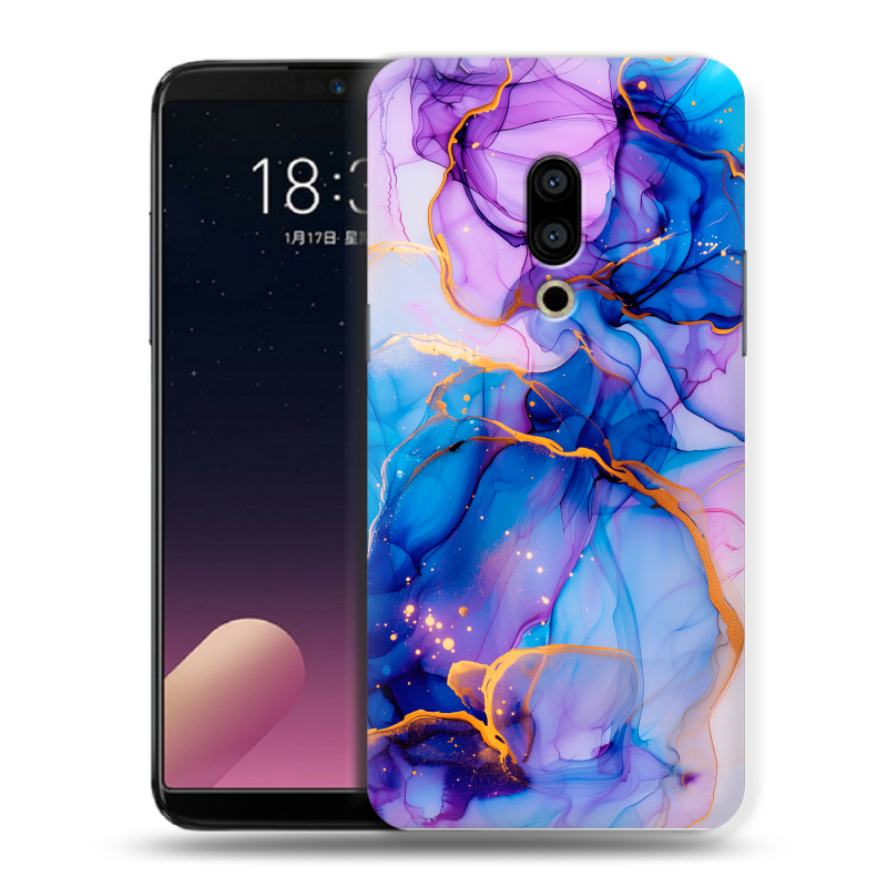 Пластиковый чехол на Meizu 15 с принтом синий мрамор Пластиковый чехол на Meizu 15 с принтом синий мрамор