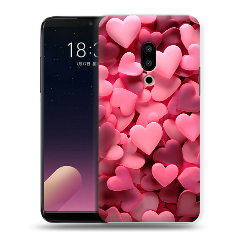 Пластиковый чехол на Meizu 15 с принтом розовые сердечки Пластиковый чехол на Meizu 15 с принтом розовые сердечки