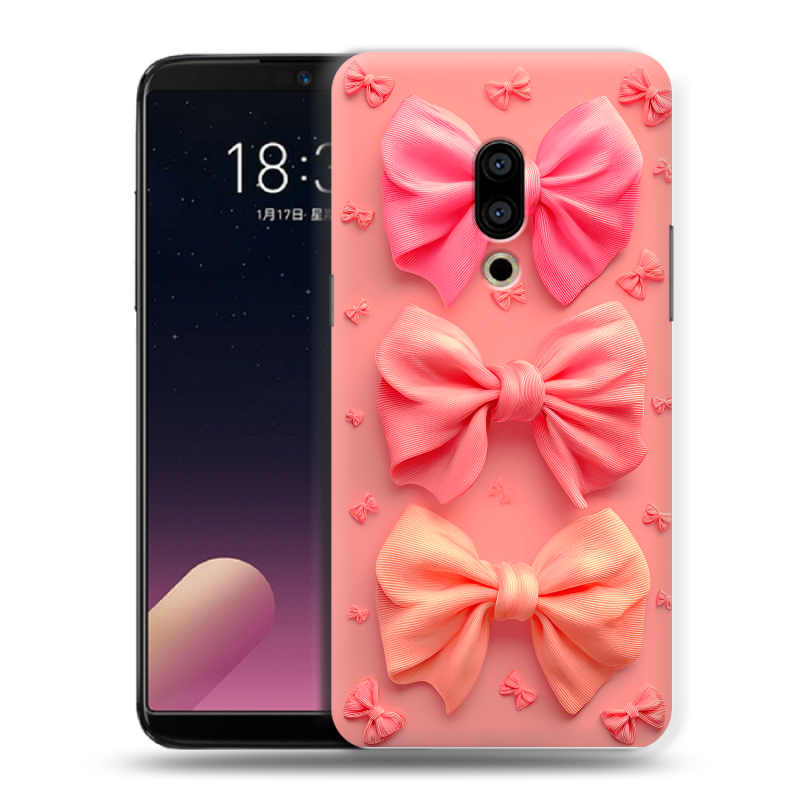 Пластиковый чехол на Meizu 15 с принтом Розовые бантики Пластиковый чехол на Meizu 15 с принтом Розовые бантики