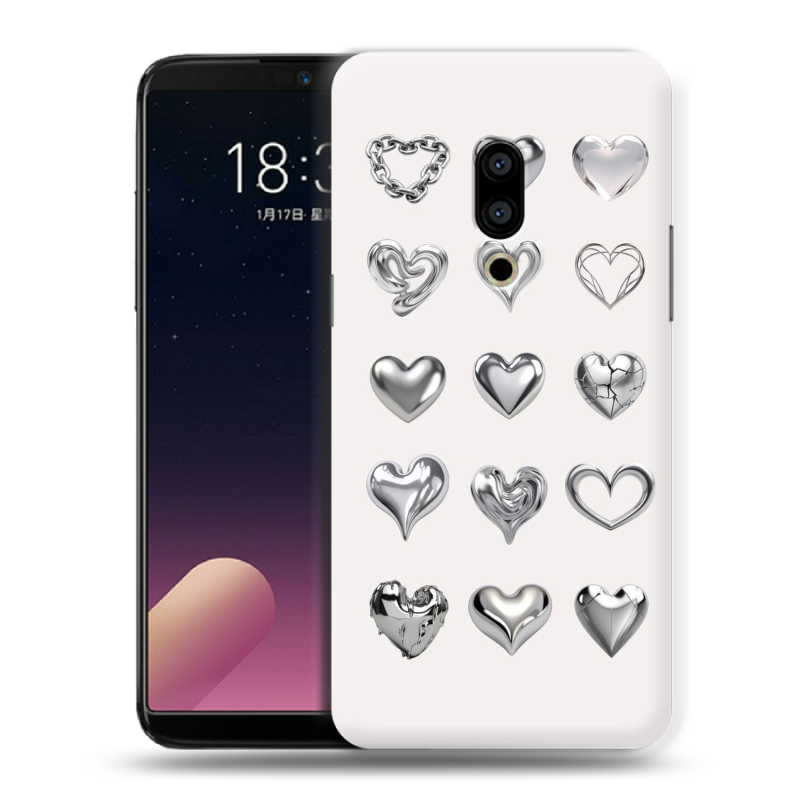 Силиконовый чехол на Meizu 15 с принтом Y2K сердечки Силиконовый чехол на Meizu 15 с принтом Y2K сердечки