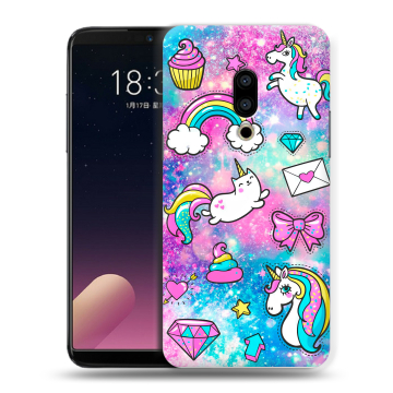 Силиконовый чехол на Meizu 15 Plus с принтом Единороги