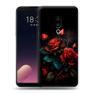 Силиконовый чехол на Meizu 15 Plus с принтом Розы красные Силиконовый чехол на Meizu 15 Plus с принтом Розы красные