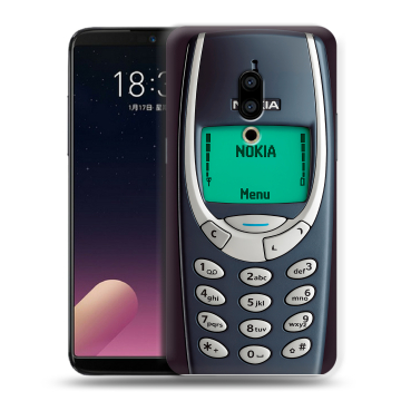 Силиконовый чехол на Meizu 15 Plus с принтом Старый телефон Силиконовый чехол на Meizu 15 Plus с принтом Старый телефон
