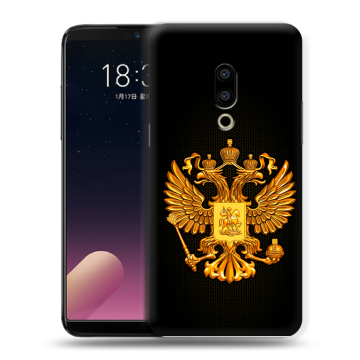 Силиконовый чехол на Meizu 15 Plus с принтом Герб России желтый Силиконовый чехол на Meizu 15 Plus с принтом Герб России желтый