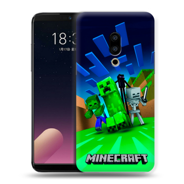 Силиконовый чехол на Meizu 15 Plus с принтом Майнкрафт Силиконовый чехол на Meizu 15 Plus с принтом Майнкрафт