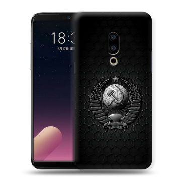 Силиконовый чехол на Meizu 15 Plus с принтом Герб Флаг СССР