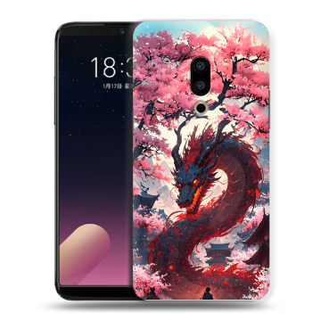 Силиконовый чехол на Meizu 15 Plus с принтом Дракон Японский