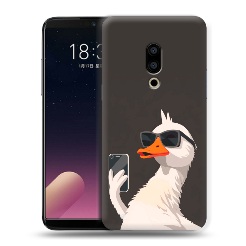 Силиконовый чехол на Meizu 15 Plus с принтом утка в очках Силиконовый чехол на Meizu 15 Plus с принтом утка в очках