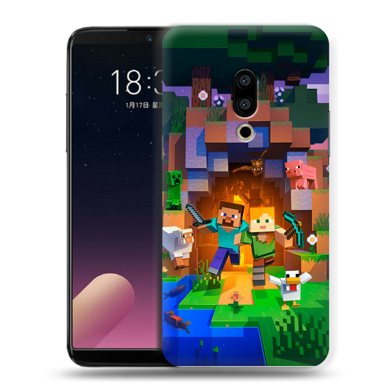 Силиконовый чехол на Meizu 15 Plus с принтом Майнкрафт Minecraft Силиконовый чехол на Meizu 15 Plus с принтом Майнкрафт Minecraft