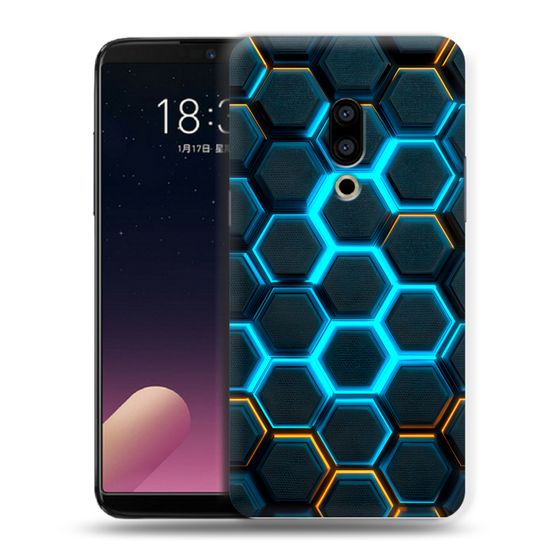 Силиконовый чехол на Meizu 15 Plus с принтом Неоновые соты Силиконовый чехол на Meizu 15 Plus с принтом Неоновые соты
